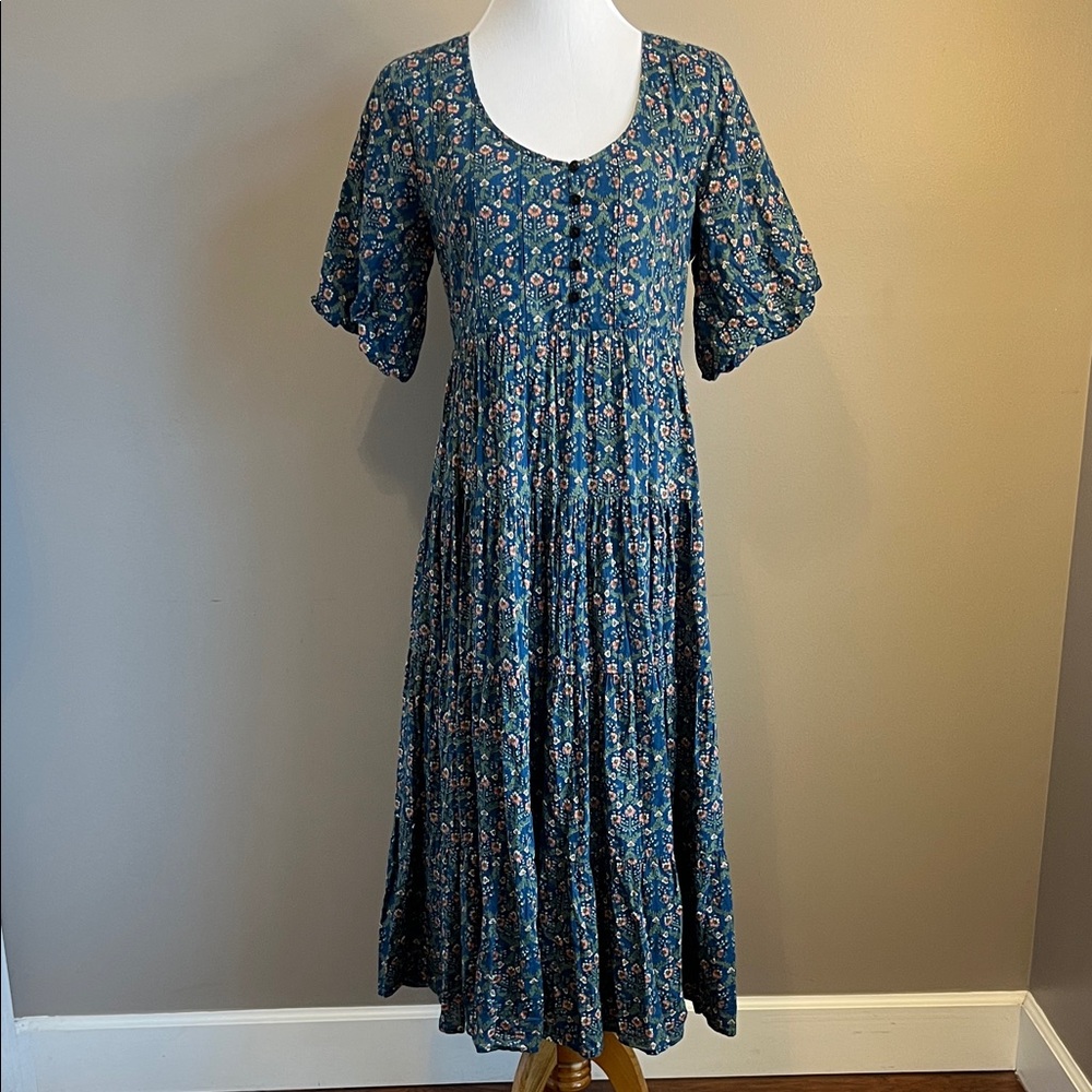 Roller Rabbit Teal Floral Midi Dress